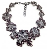 Smokey Grey Stone Laurel Bib Necklace